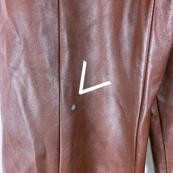 Jason Wu Faux Leather Wide‎ Leg Trousers Cropped Brown High Rise Pants Sz 8 - Picture 11 of 15